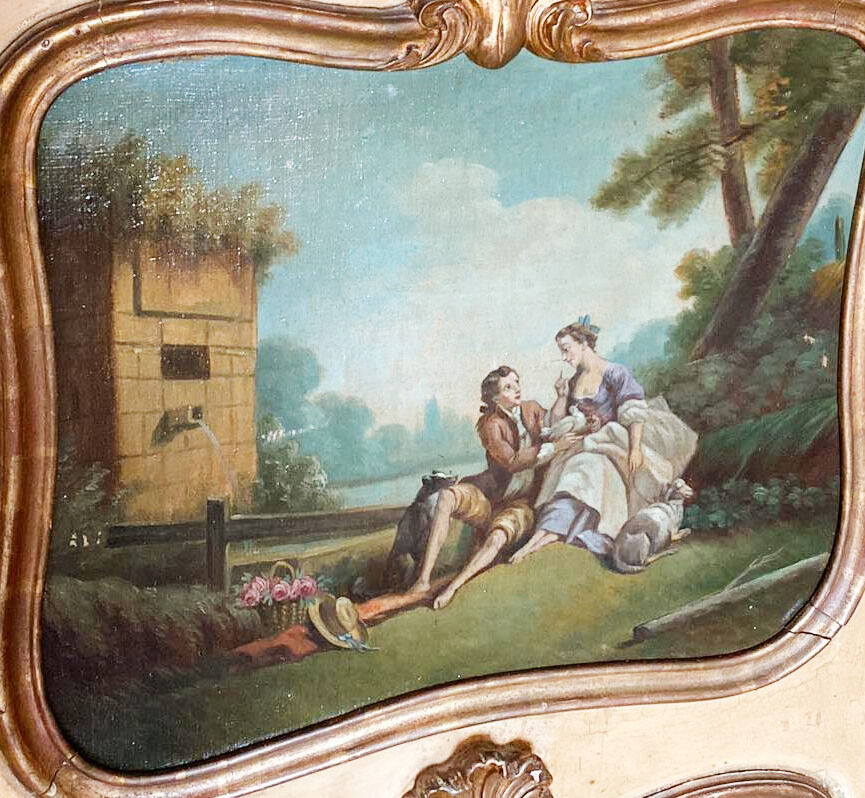 Fireplace trumeau mirror, gilded