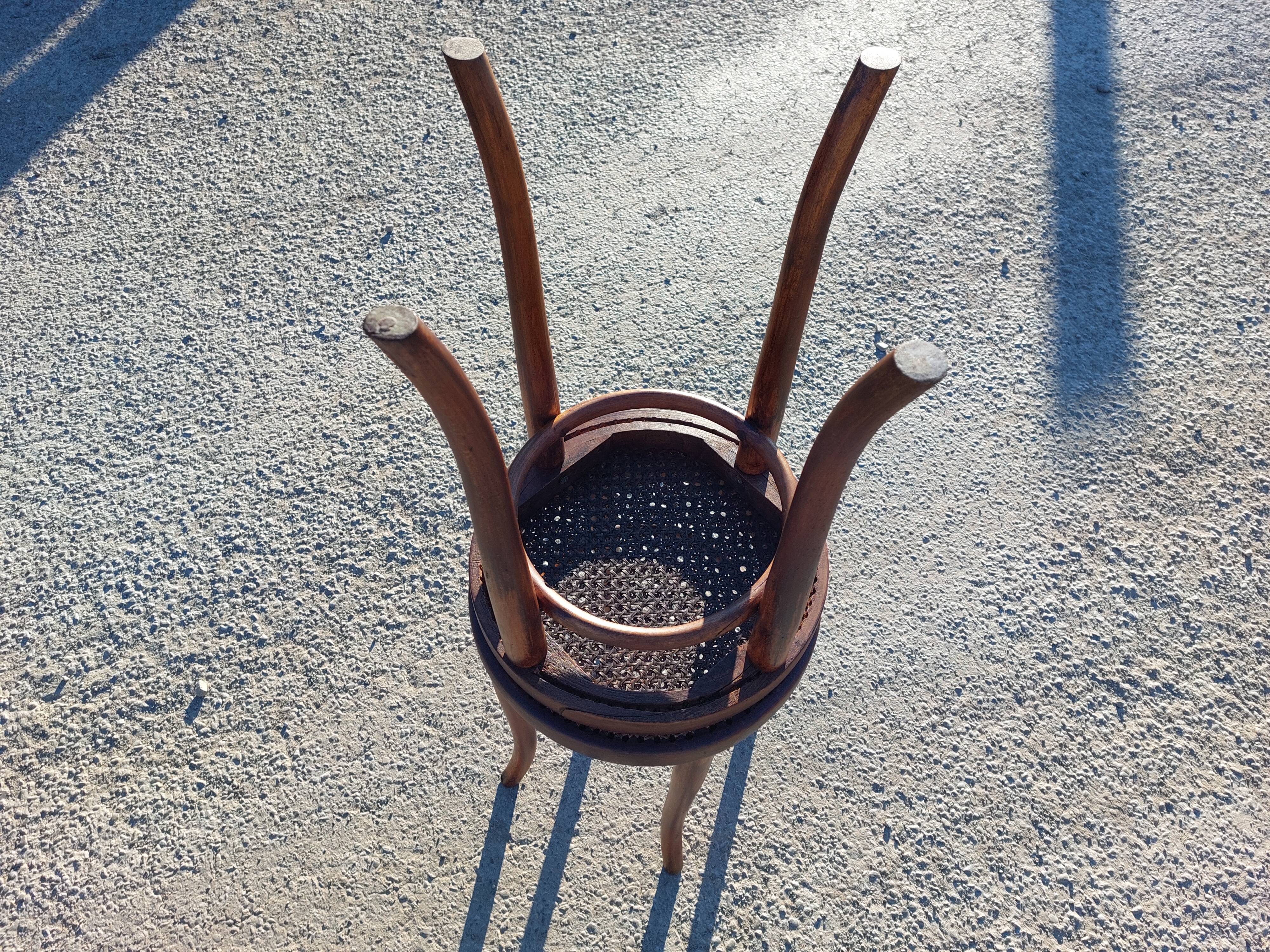 Pair of low caned stools signed Thonet - 1920s