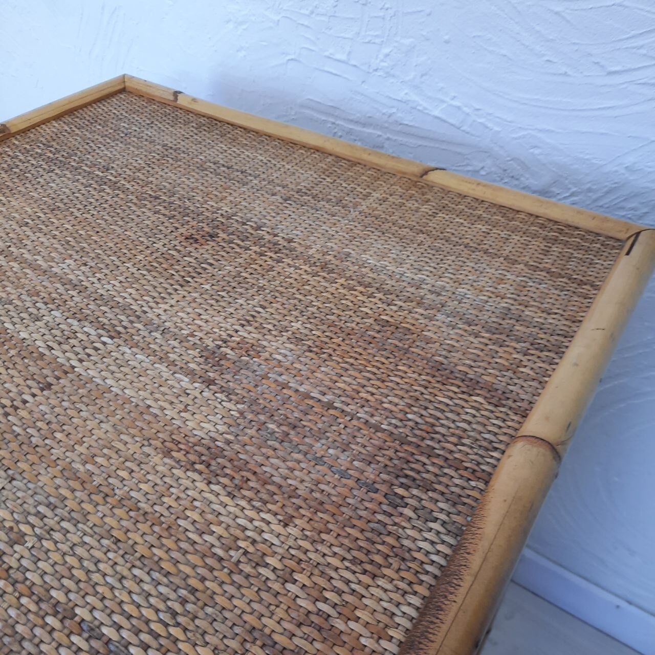 Pair of wicker and bamboo desks, Dal Vera, vintage