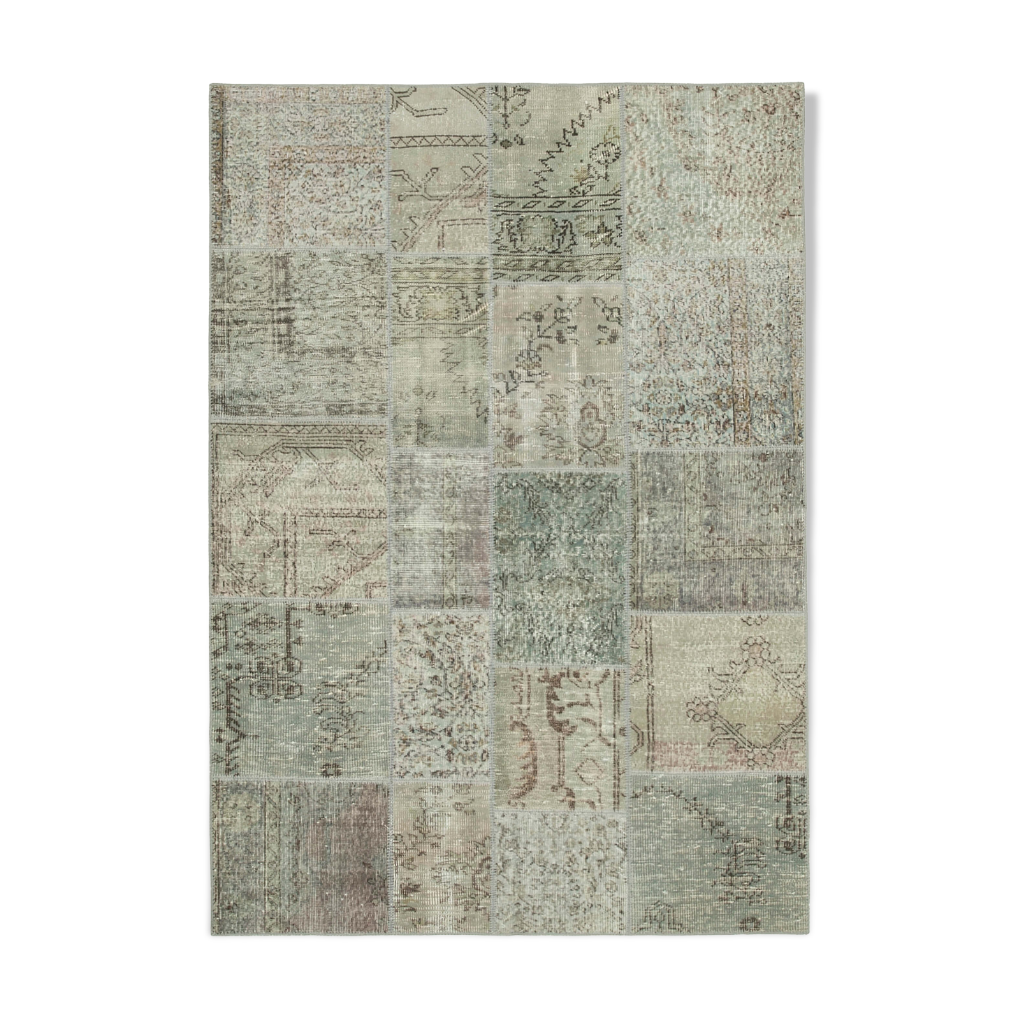 Handmade Oriental Contemporary 170 cm x 240 cm Grey Patchwork Rug