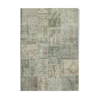 Handmade Oriental Contemporary 170 cm x 240 cm Grey Patchwork Rug