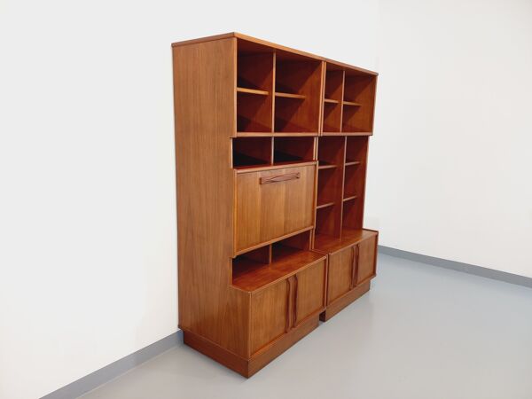 Bibliothèque double scandinave vintage en teck des années 60