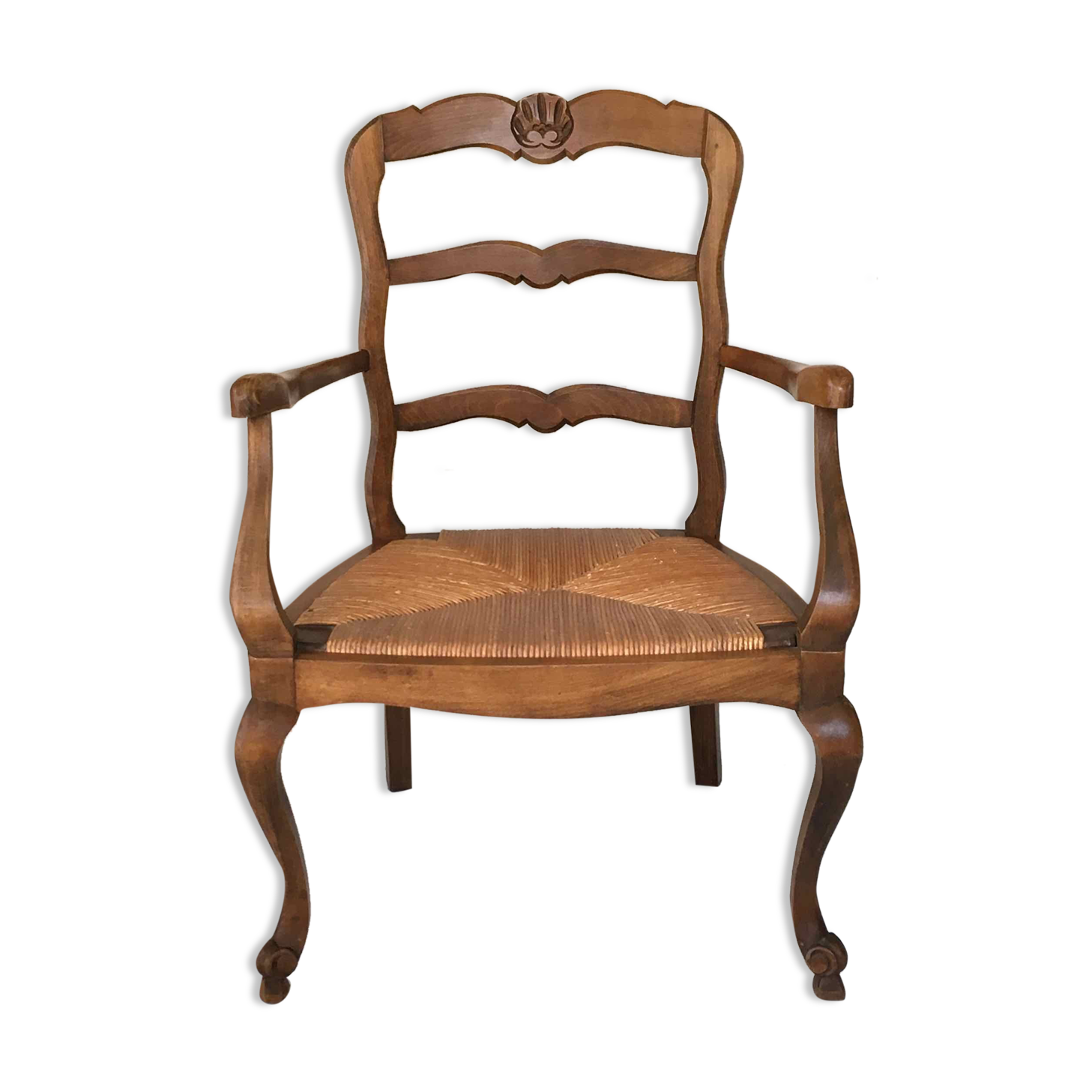 Fauteuil paillé provençal style Louis XV