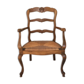 Fauteuil paillé provençal style Louis XV