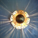 Brass plate flower sconce by Svend Aage Holm-Sörensen for Holm-Sörensen, Denmark.