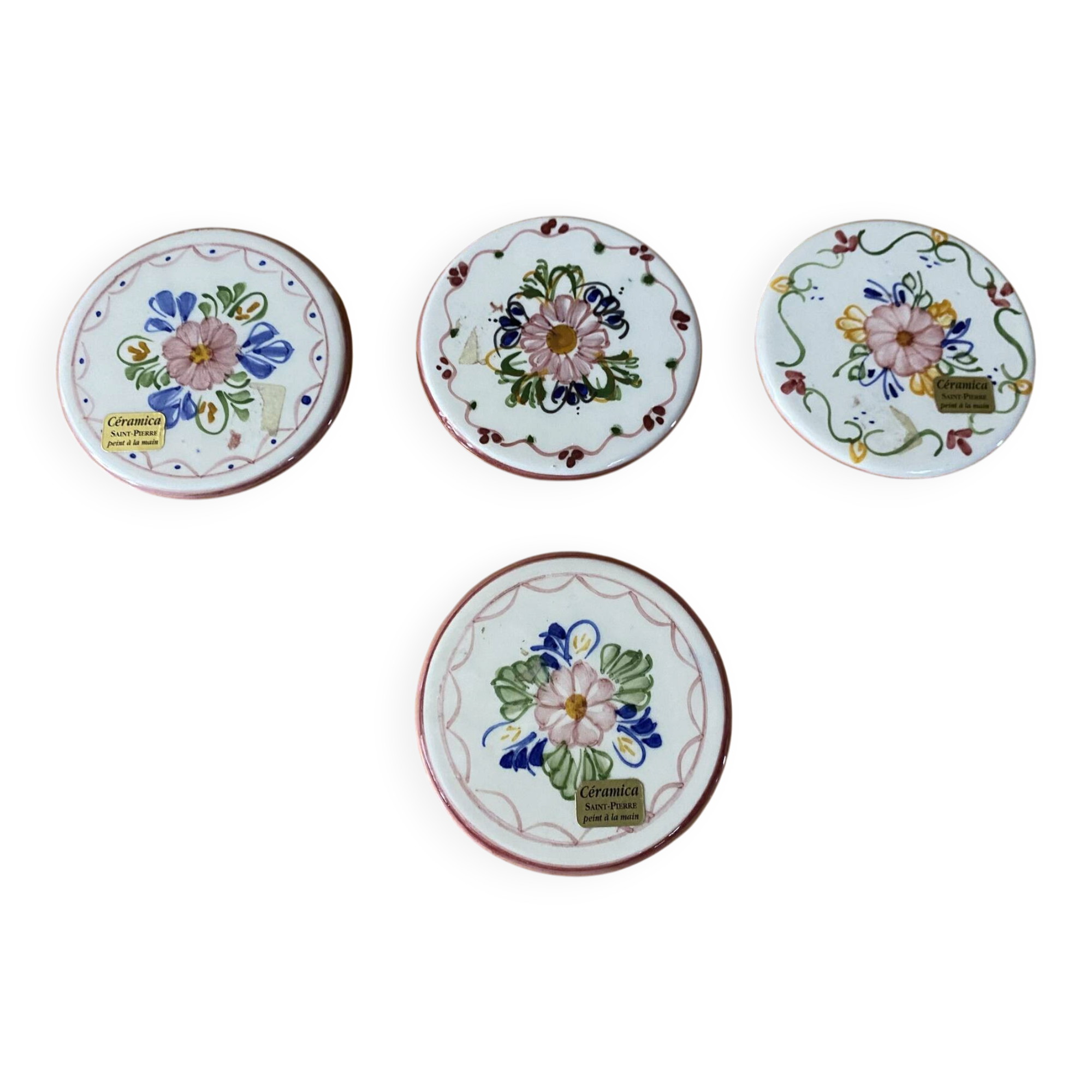 Series 4 coasters saint pierre coloured ceramic mid-century #e