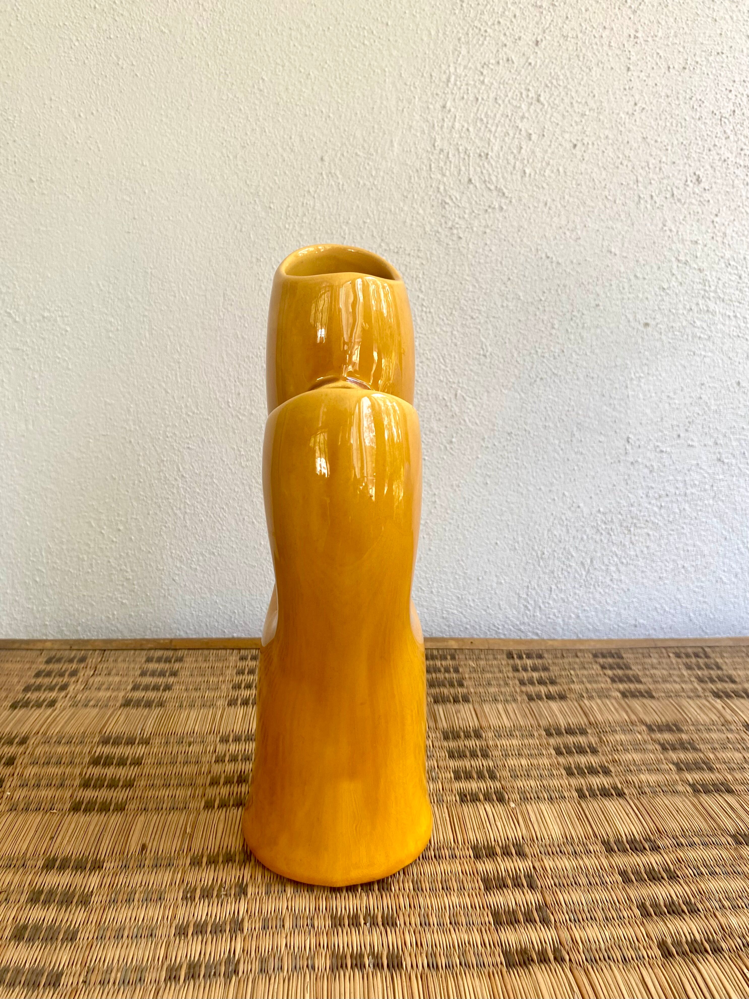 Glazed double ceramic vase