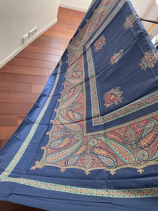 Tablecloth Ribeauvillé Vintage Blue Assam 165 x 169 cm