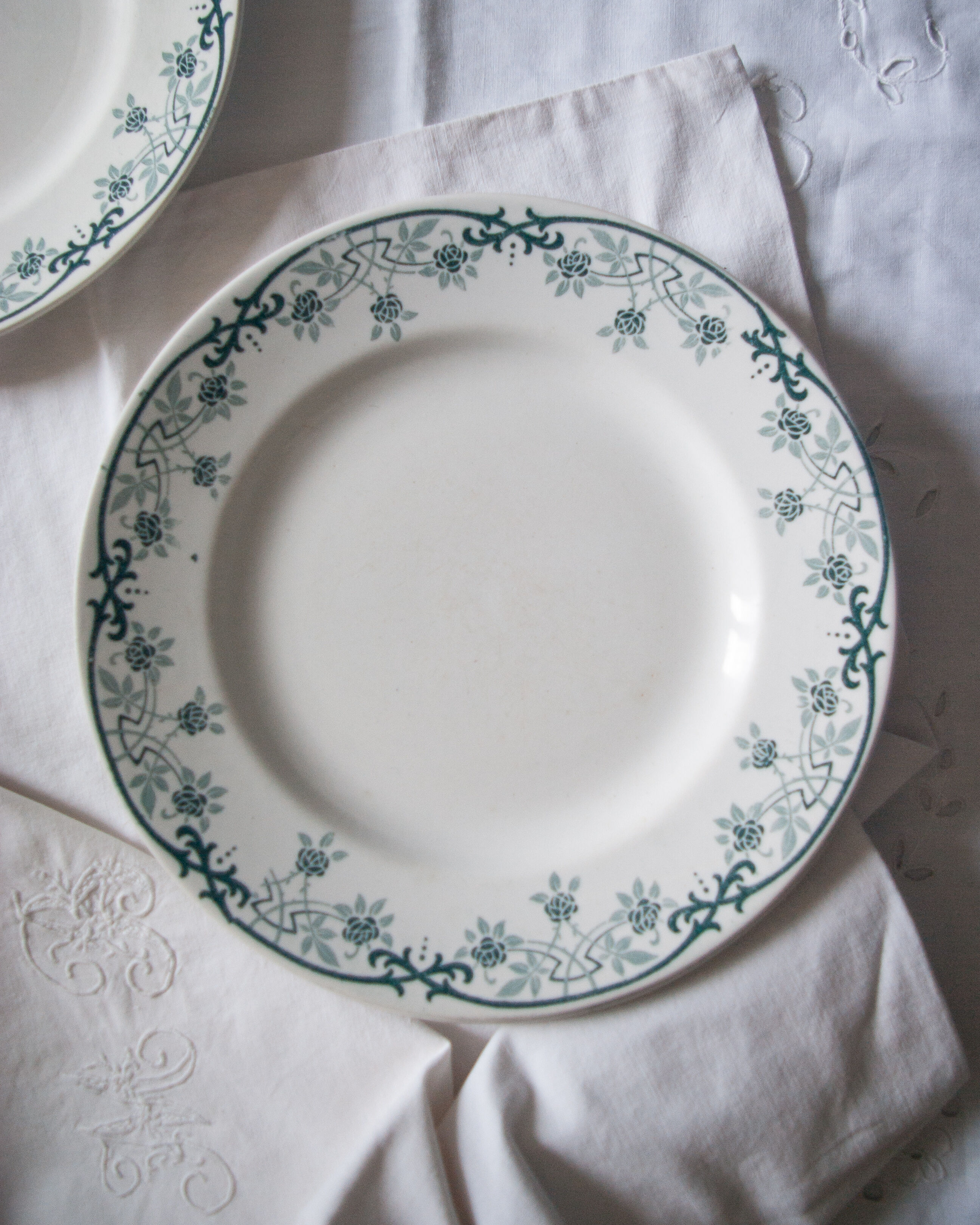 Ancient plates, iron earth, green deco décor