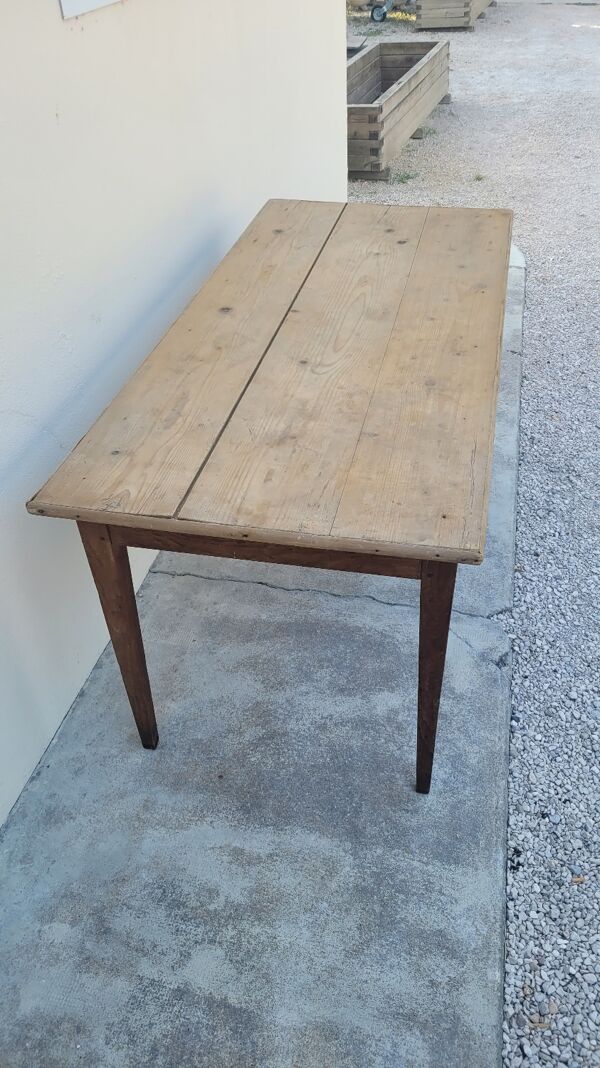Table de ferme rustique ancienne 1900 en chêne et sapin - 1m51