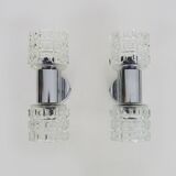Pair of double wall sconces Space Age. Chrome metal 70.