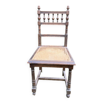 Chaise ancienne bois et cannage