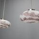 1970s Czech mid-century pendant lights, blown glass and chrome, rewired, pair
