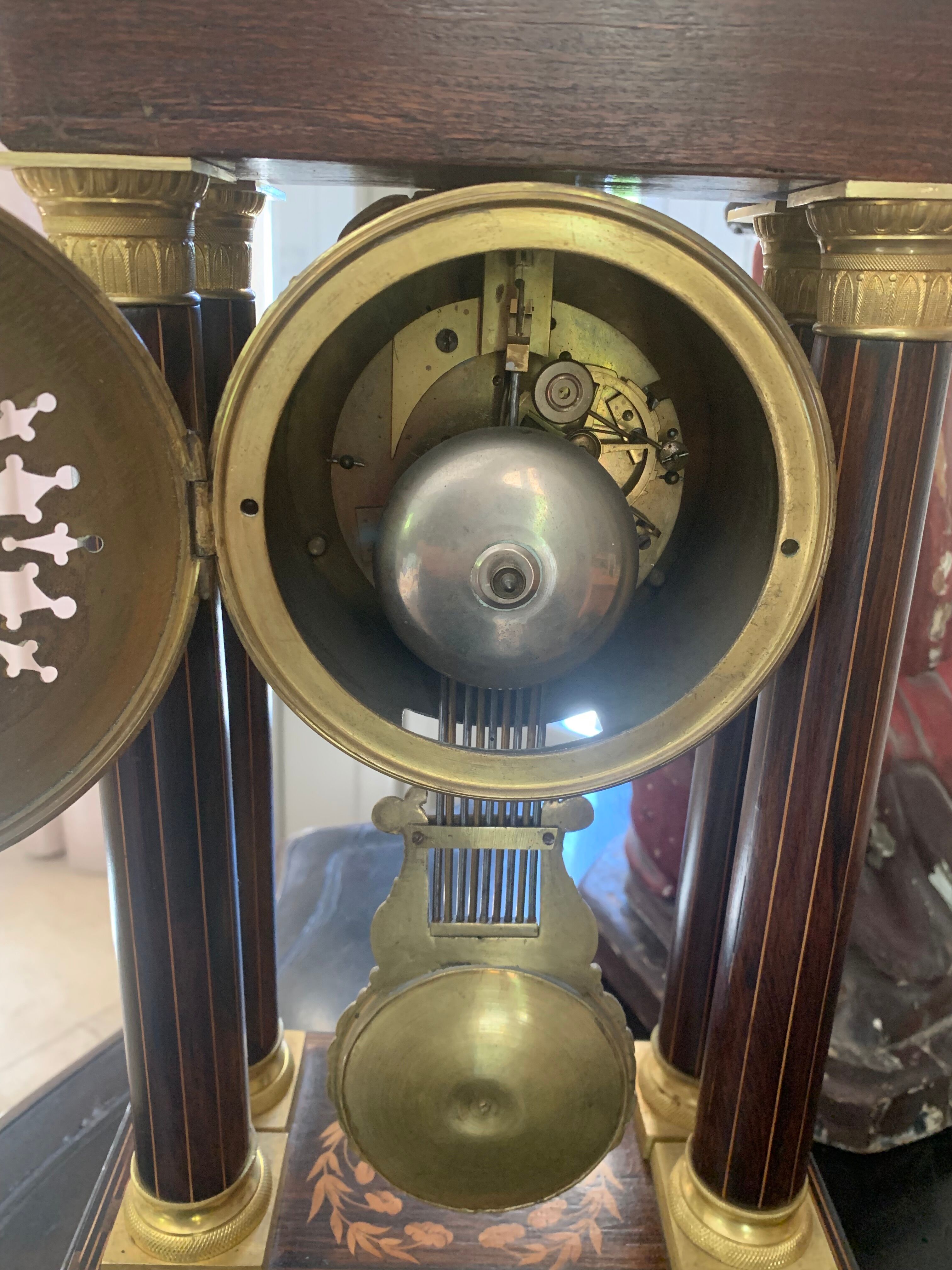 Pendant portico of period charles x, in marquetry butterfly and gilded bronze nineteenth