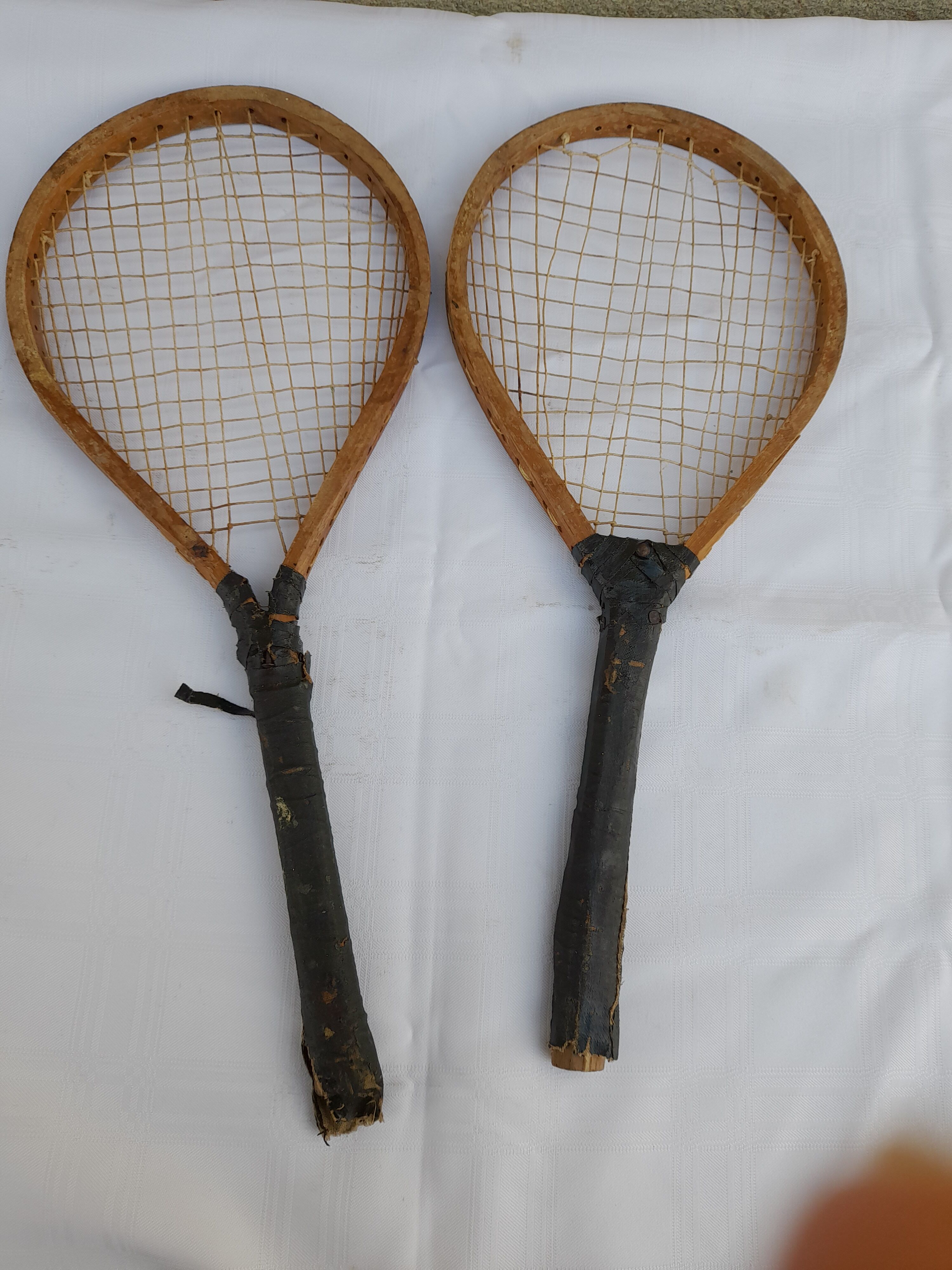 2 old wooden badminton rackets late XIX early XX th