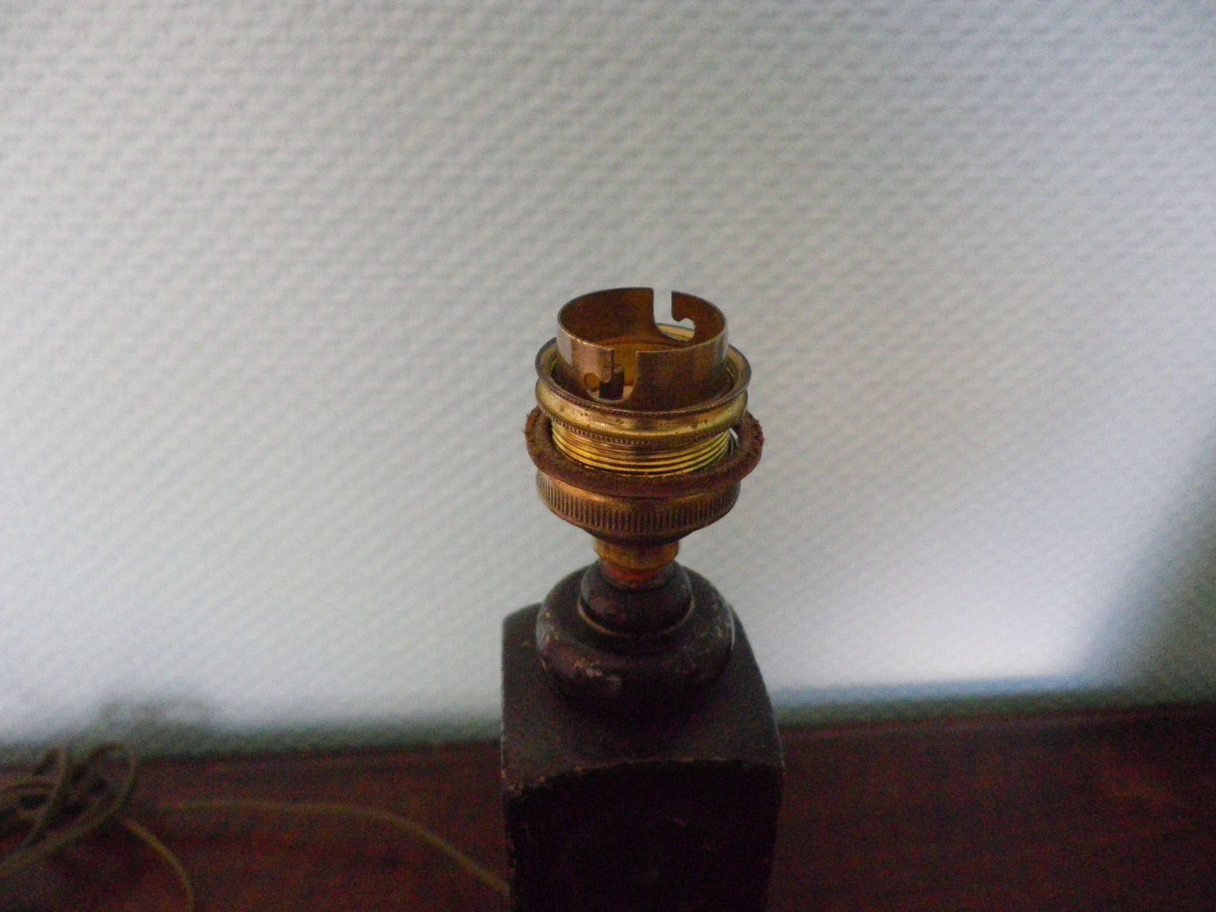 Wooden Desk Lamp with Geometric Design and Fabric Shade, France