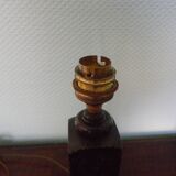 Wooden Desk Lamp with Geometric Design and Fabric Shade, France