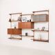 Three-compartment teak wall cabinet by Kai Kristiansen for FM Mobler, Denmark, 1960s