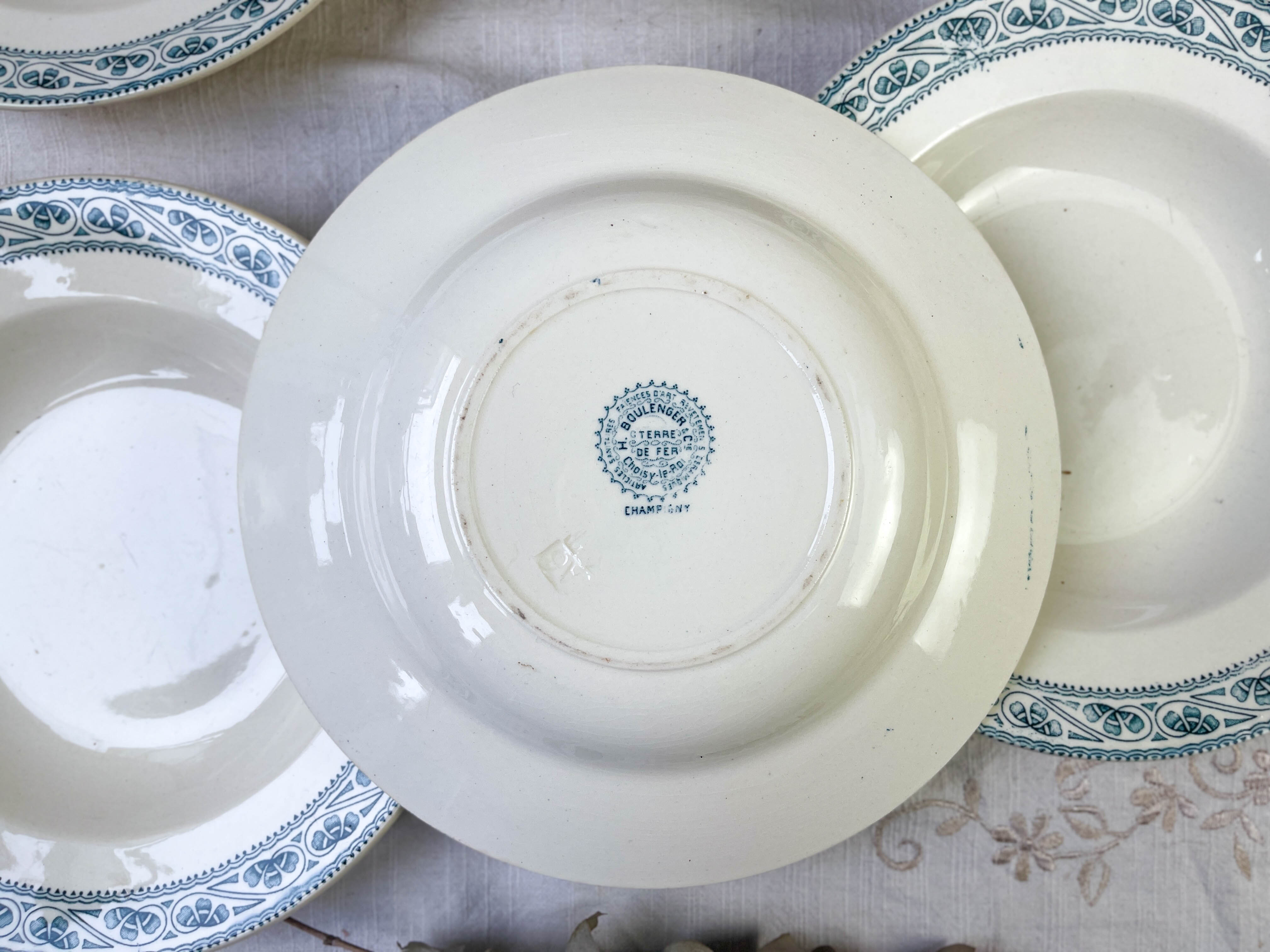 6 deep plates in Boulenger blue ironstone “Champigny”