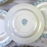 6 deep plates in Boulenger blue ironstone “Champigny”