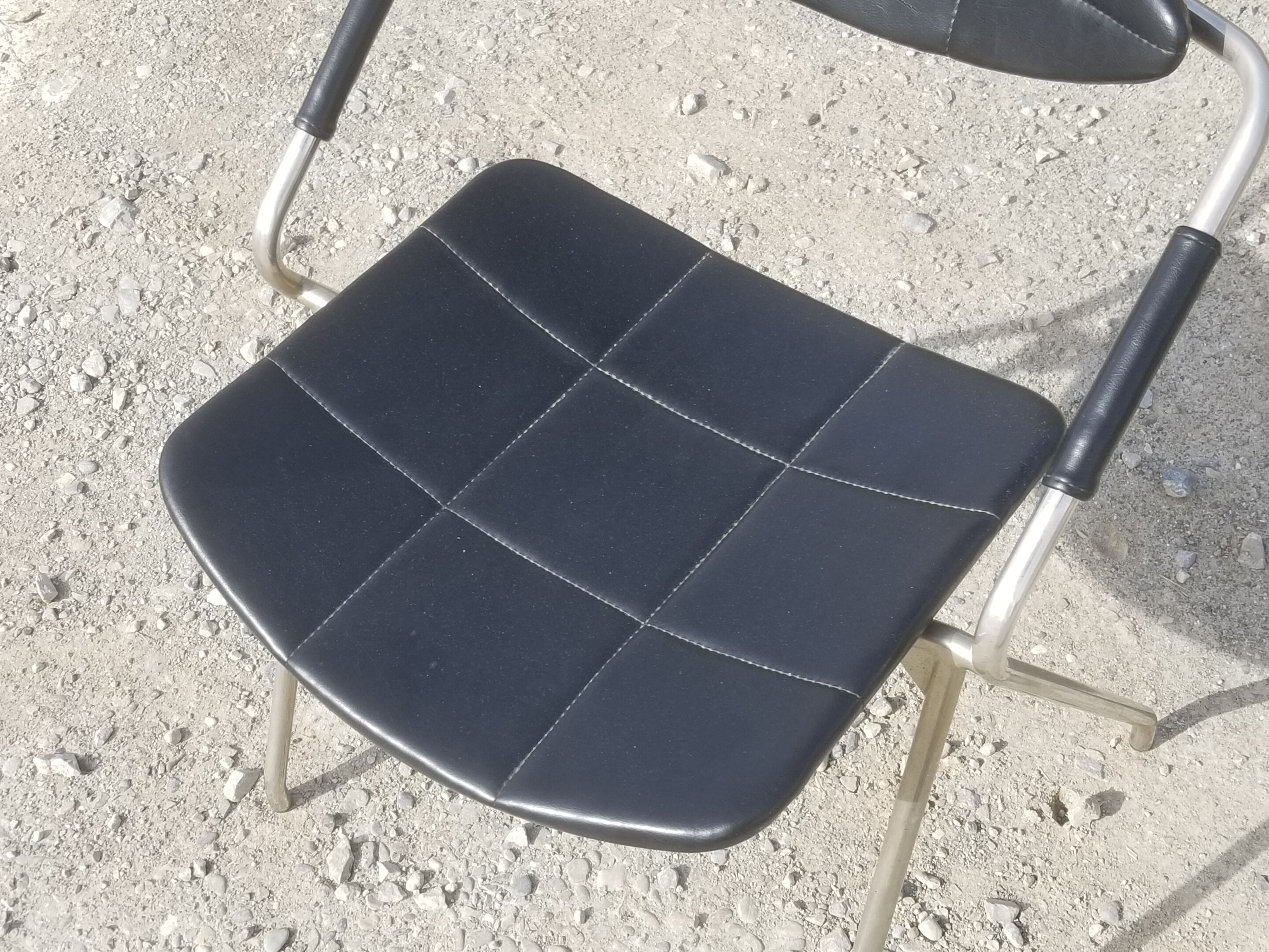 Armchair model "Rugby" design Gilbert Steiner Chrome and Black - 60s