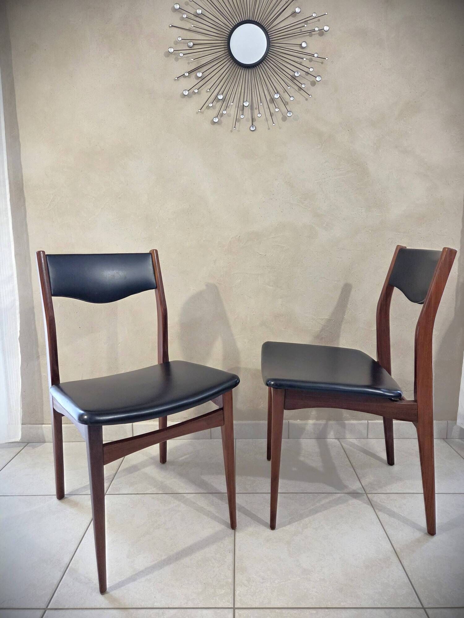Lot de 6 chaises en teck style scandinave mid-century