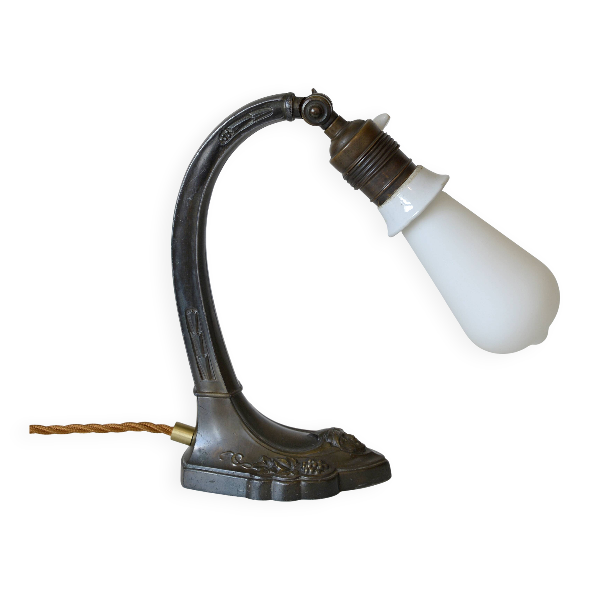 Lampe de bureau antique Art Nouveau lampe de table lampe de chevet en laiton Autriche années 1920