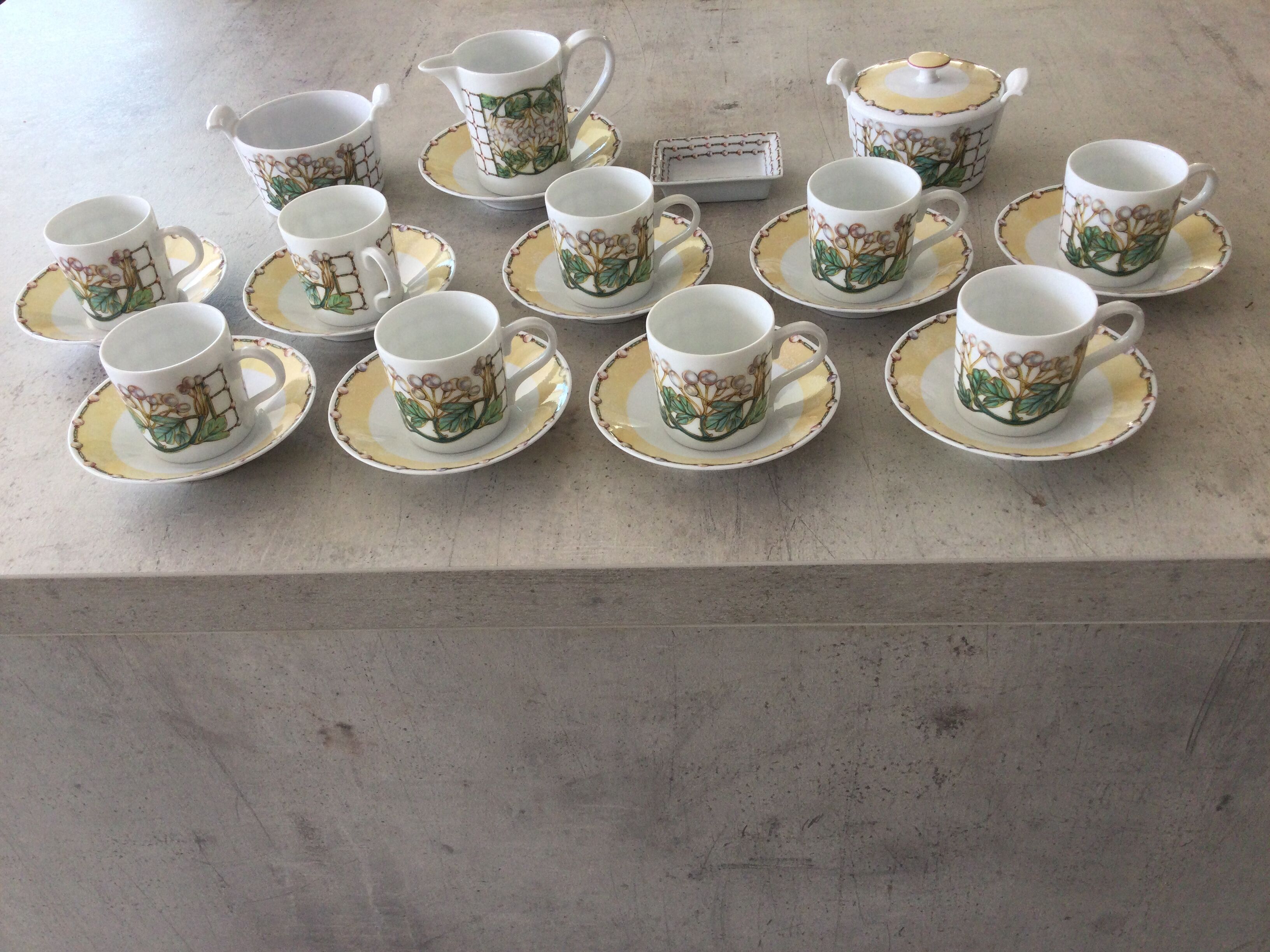 Lalique Coffee Service Pearls Model Limoges Porcelain