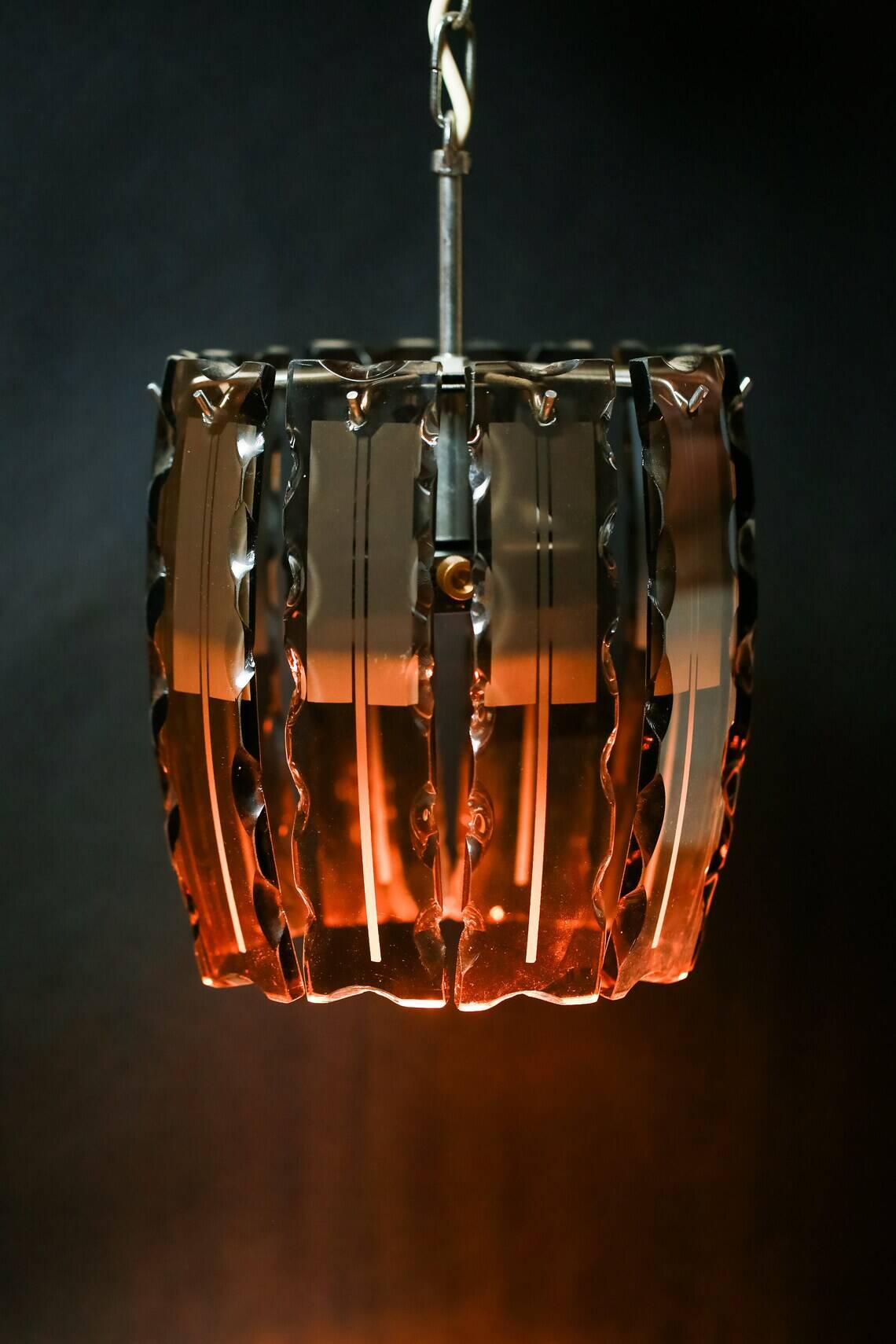 Vintage VECA Murano Glass Chandelier - 1970s Italian Pendant Lamp