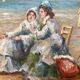 Oil on panel k wilson signature to identify 1960 beach scene