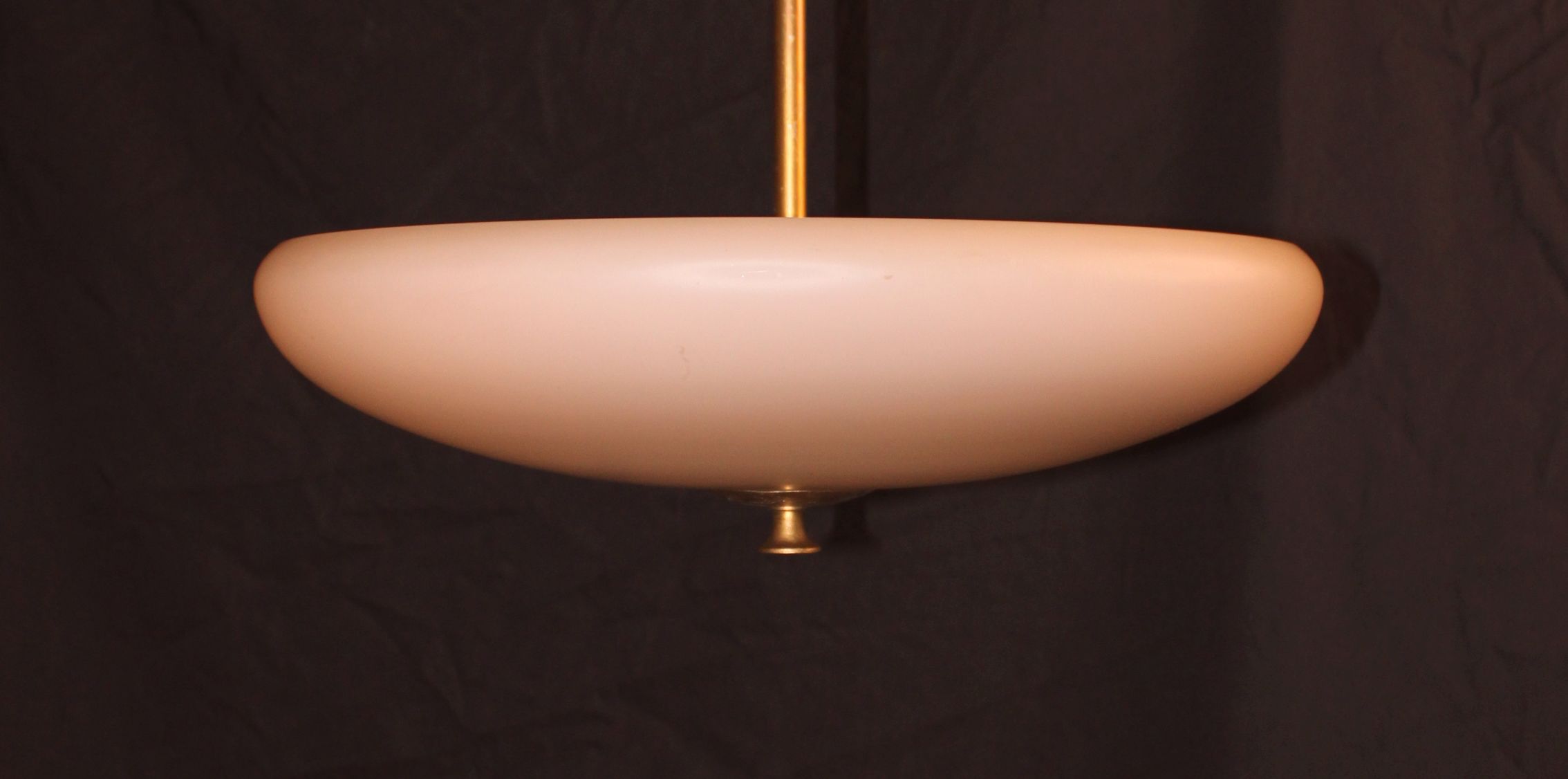 Suspension Art Déco en verre dépoli, 1960