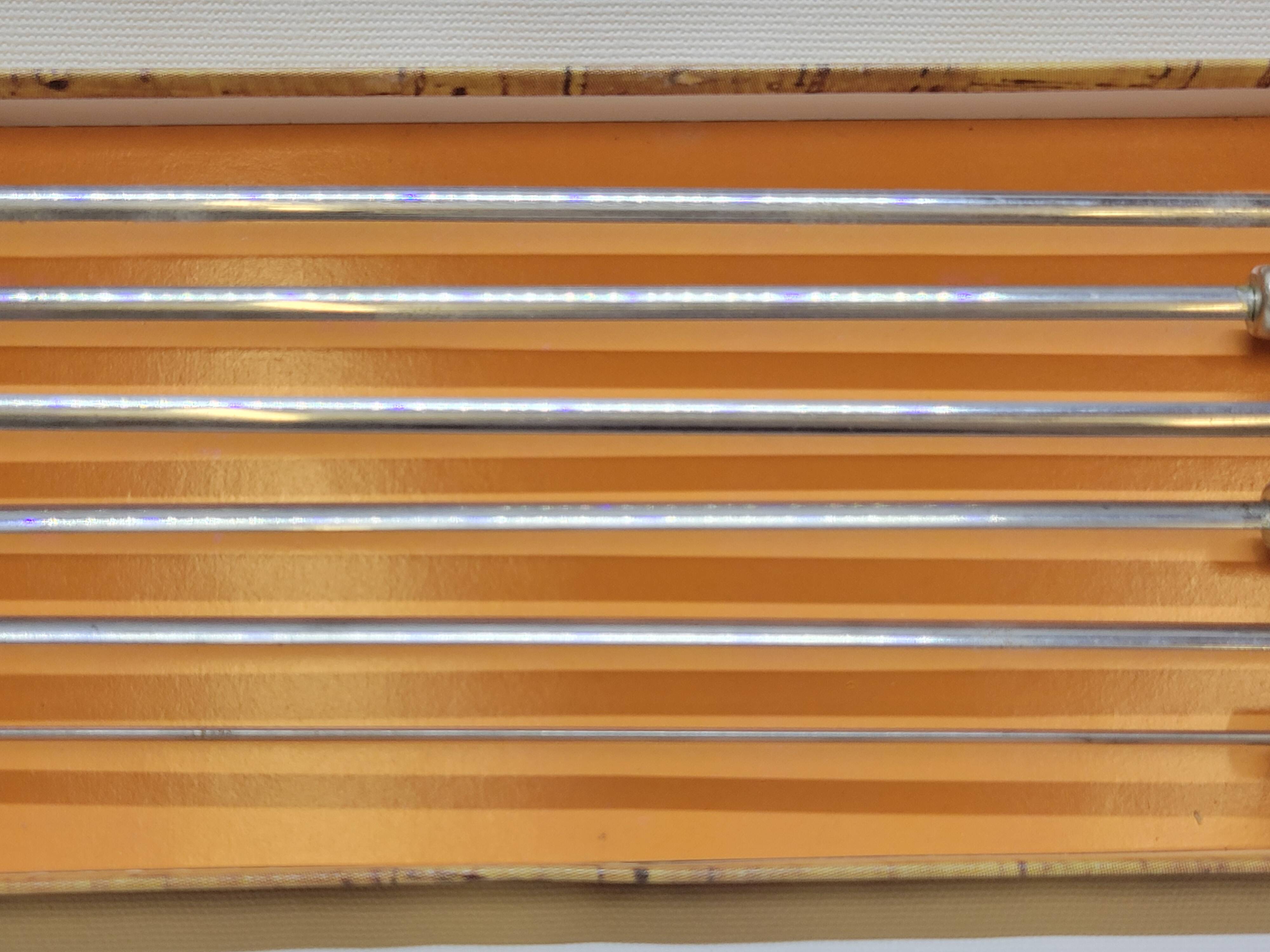 Set of 6 vintage skewers in stainless steel and wood in their box