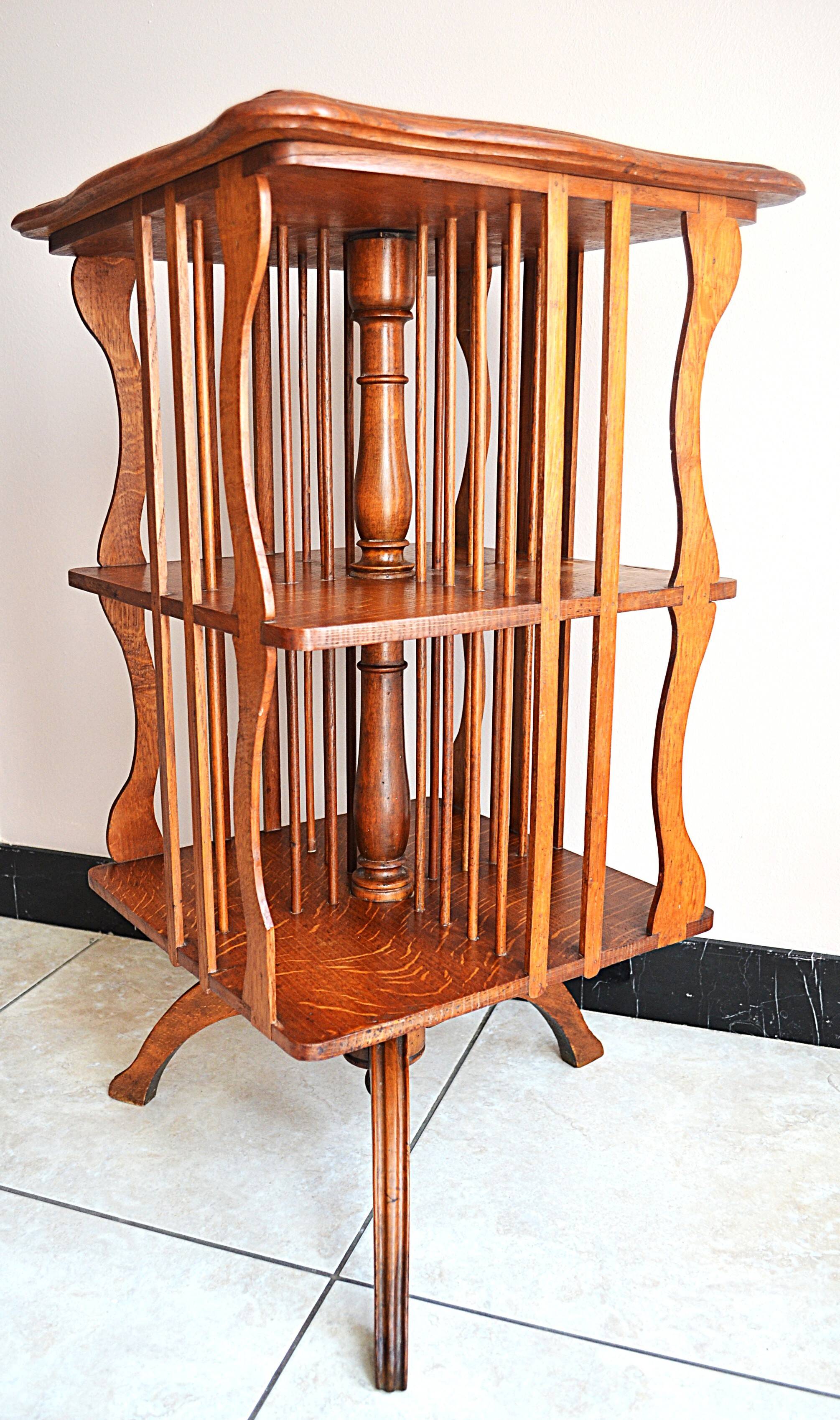 Antique Solid Wood Revolving Bookcase
