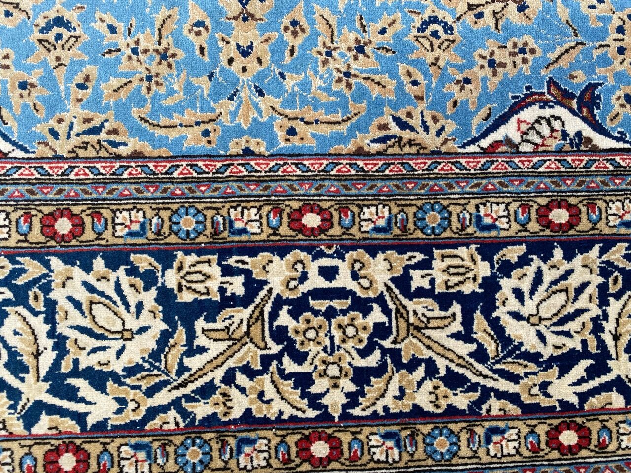 Ancient Persian carpet Ghoom wool and silk 142x222 cm