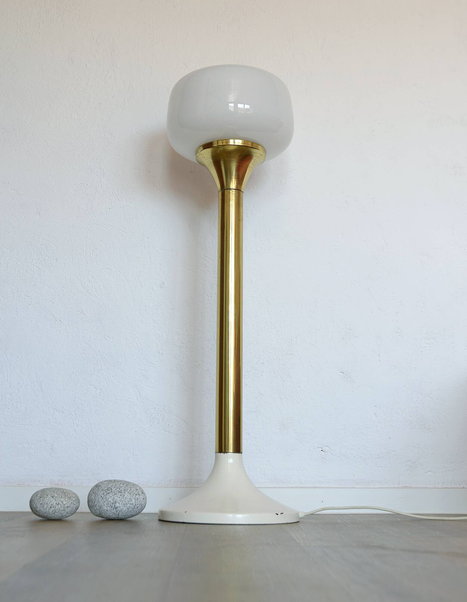 Vintage Brass Floor Lamp Elegant Gold Tall Mid Century Modern Light