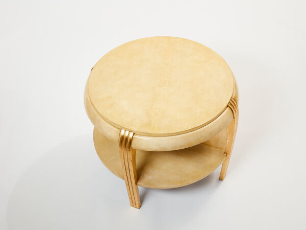 Table d’appoint parchemin dorure 1930s