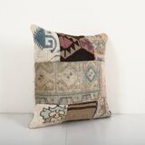 Vintage patchwork pillow case made from an anatolian cover, designer cushion 17'' x 18''