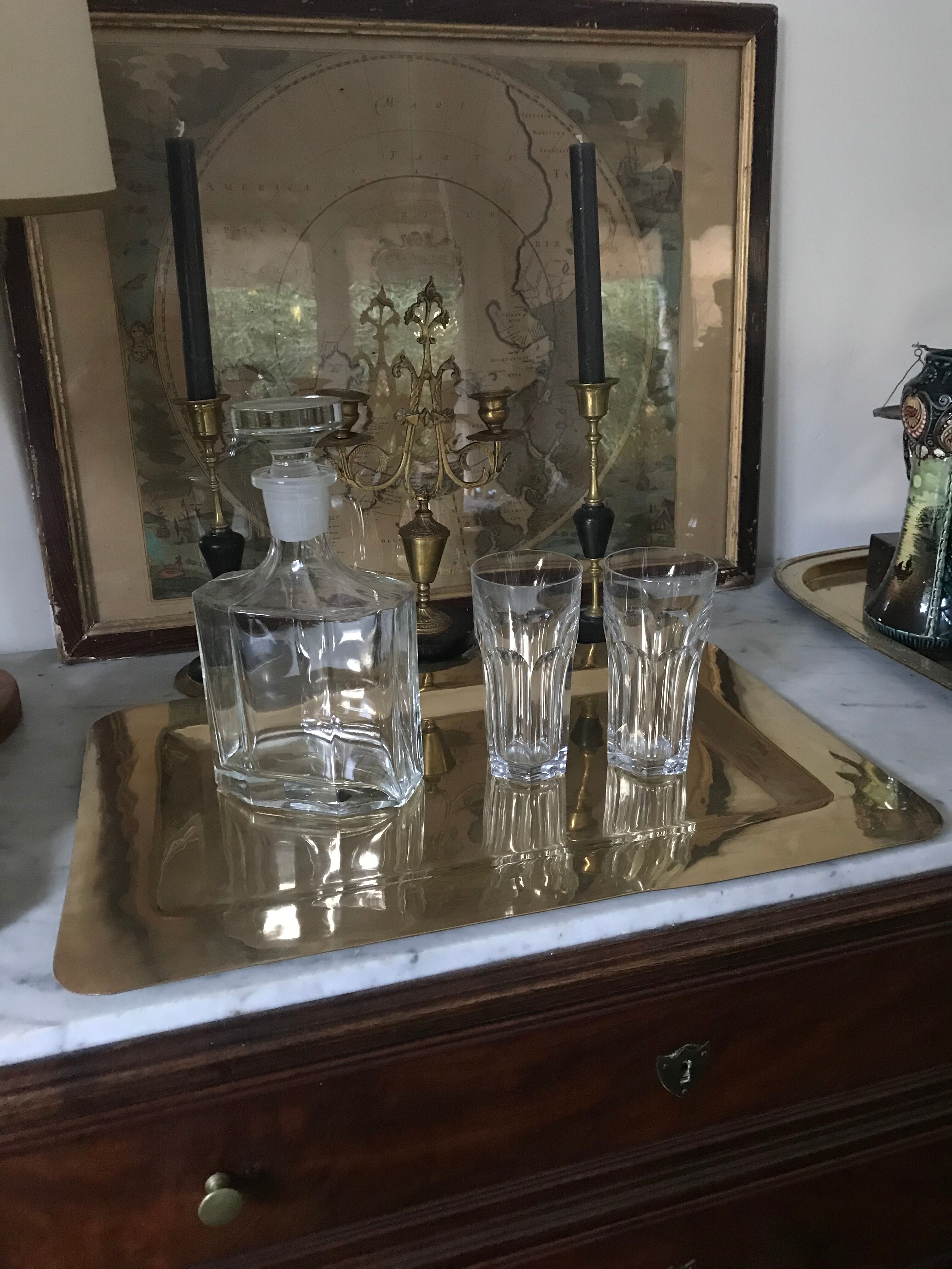 Vintage brass rectangular tray