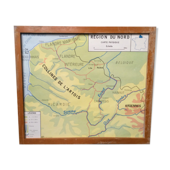 School poster physical map Nod and Eastern 1960 vintage