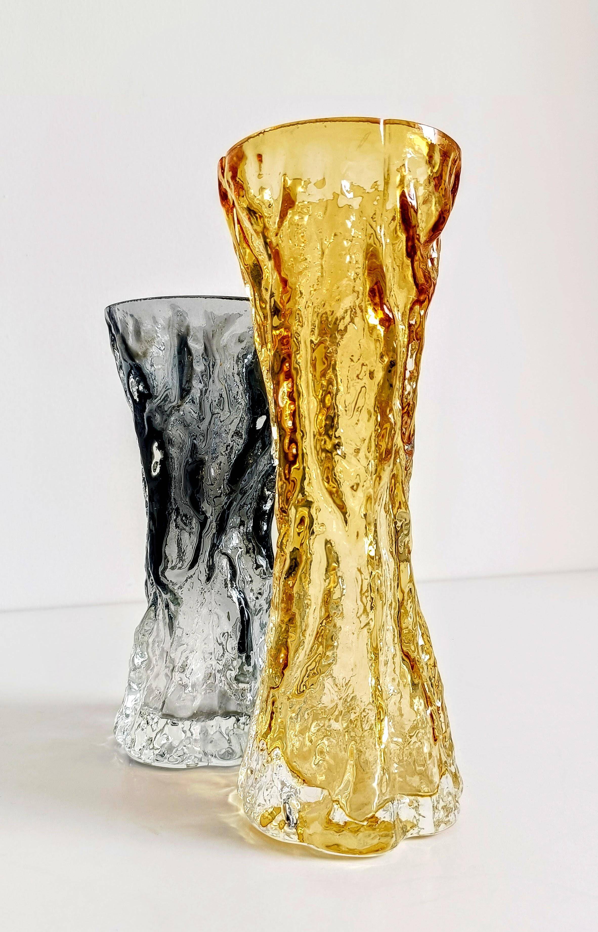 1970s Brutalist Art Glass Vases by Kurt Wokan, Handmade in Germany