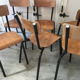 Lot of 6 vintage school chairs