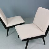 2x 'boomerang' h. mitzlaff, e. schmidt for soloform, bouclé lounge chairs, 1953