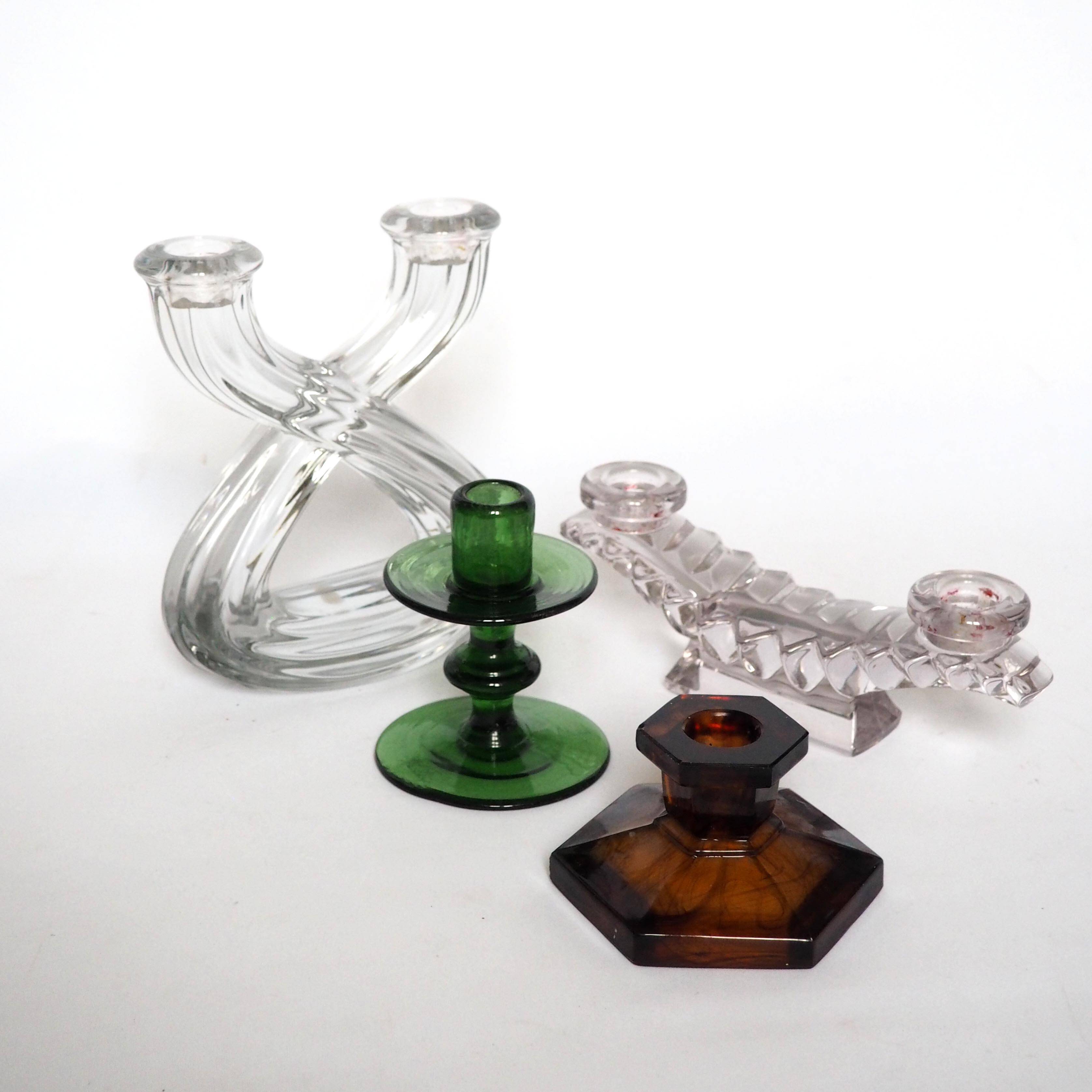 Davidson amber glass candle holder