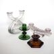 Davidson amber glass candle holder