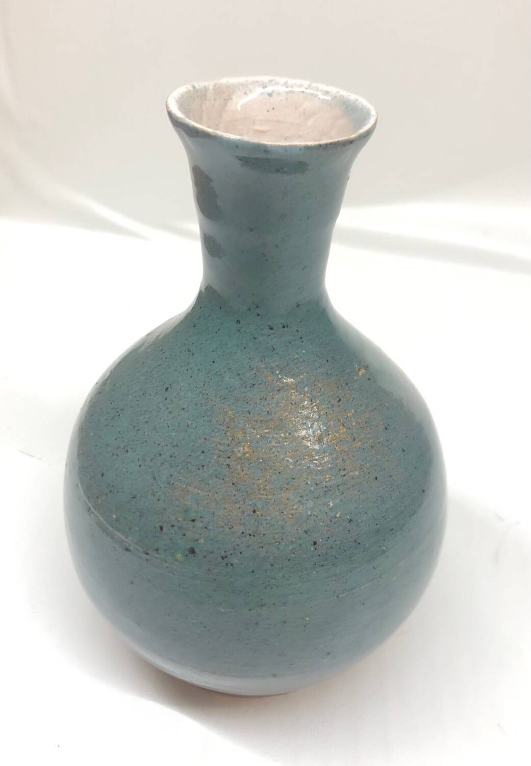 Light blue speckled ceramic vase