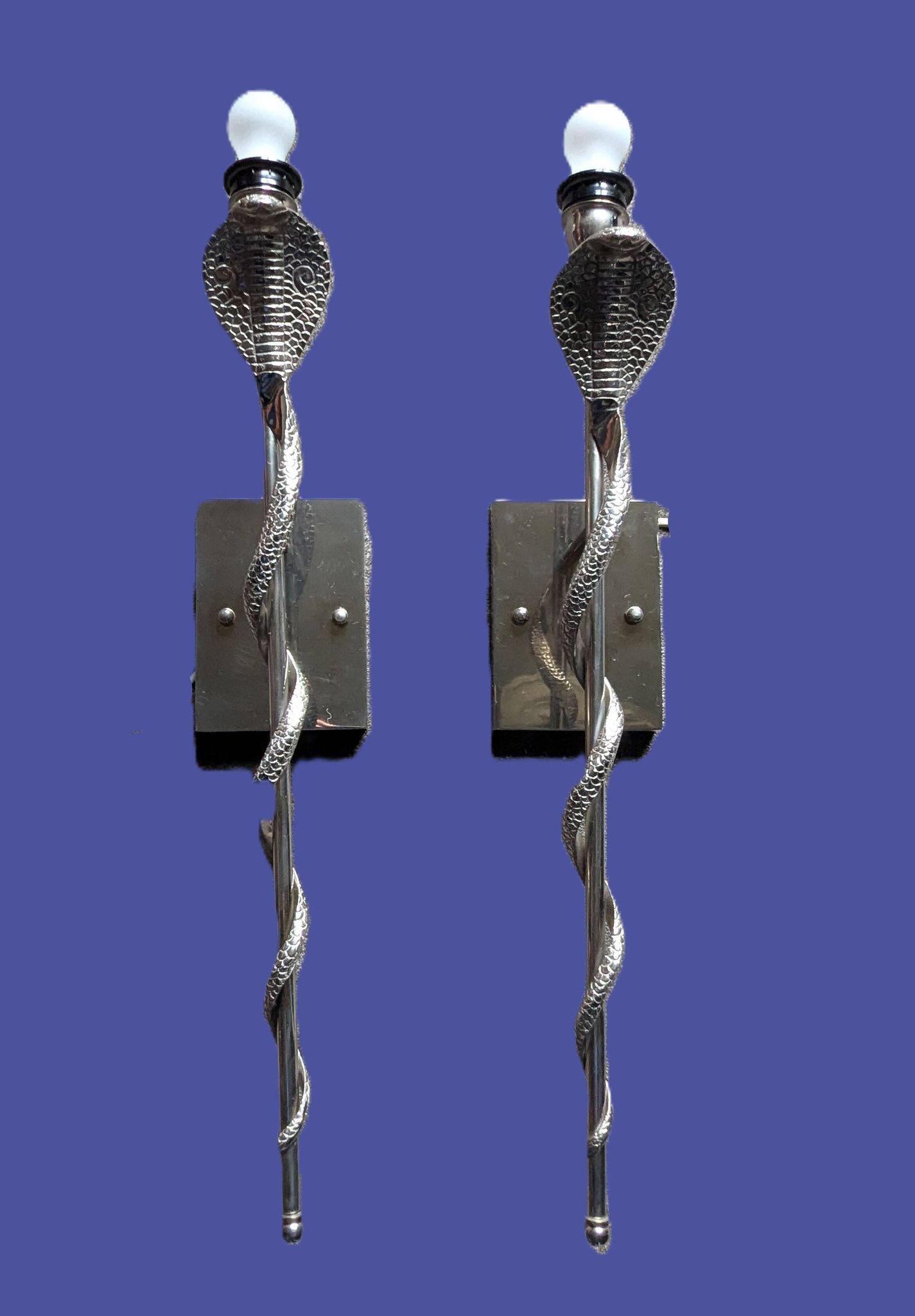 Heavy Pair of Cobra Wall Lights