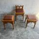 Lot de 3 tabourets rustiques néogothiques, années 1970