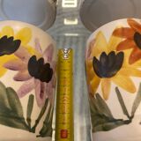 Set of 4 vintage 1970s flower stoneware mugs