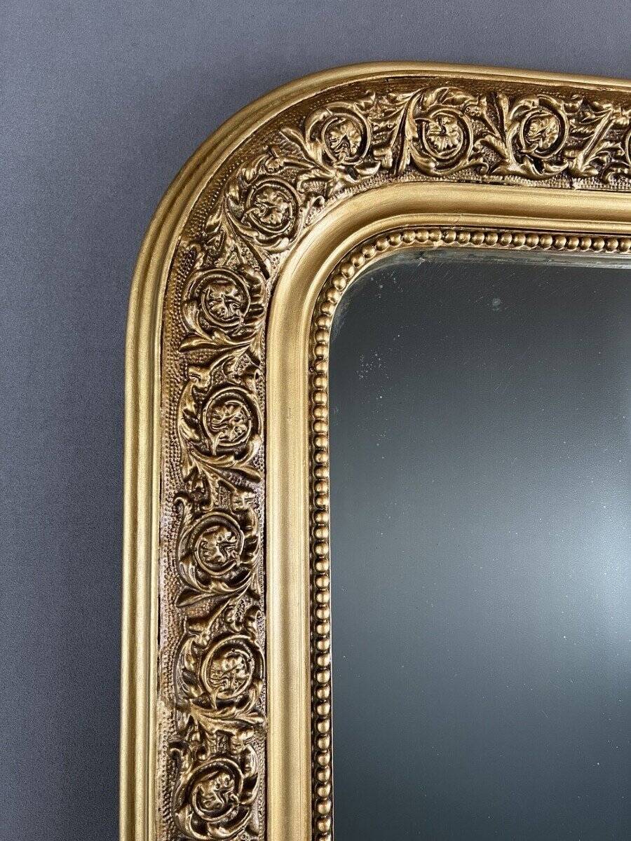 Gilded Mirror in Carved Wood, Louis-Philippe Style, 19th Century