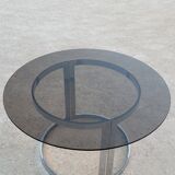 Round designer table in glass and chrome steel by Vittorio Introini for Saporiti, Italy 1970